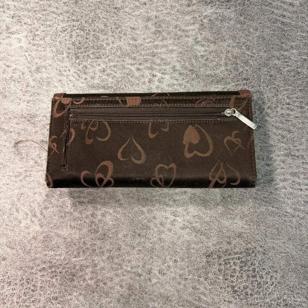 Brown Vintage Heart Print Clutch Wallet